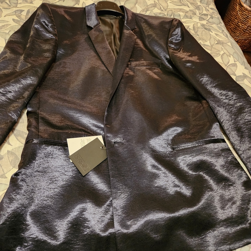 High shine slim blazer